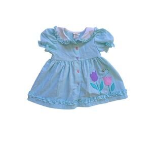 Vintage Baby Togs Gingham Floral Tulip Bumblebee Easter Spring‎ Summer Dress 24M